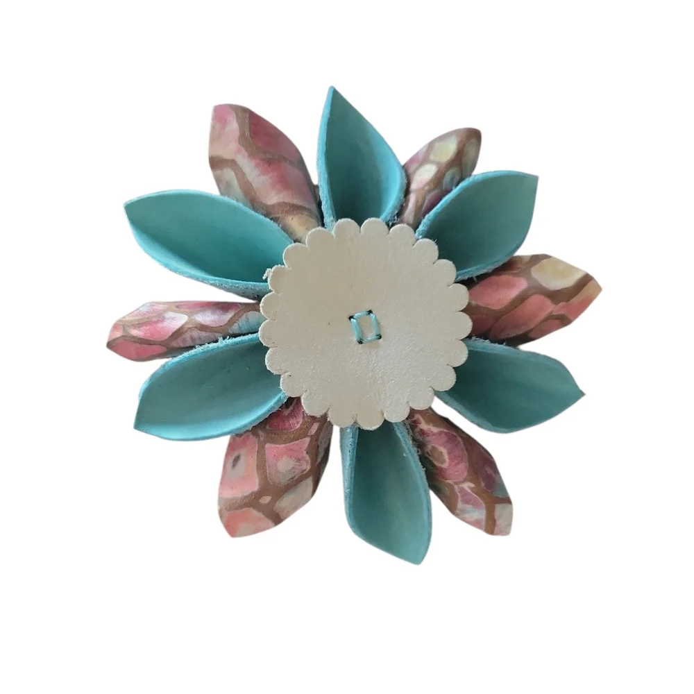 ​ Leather Flower Garland Hand Crafted Christmas Decor Unique Rustic Western